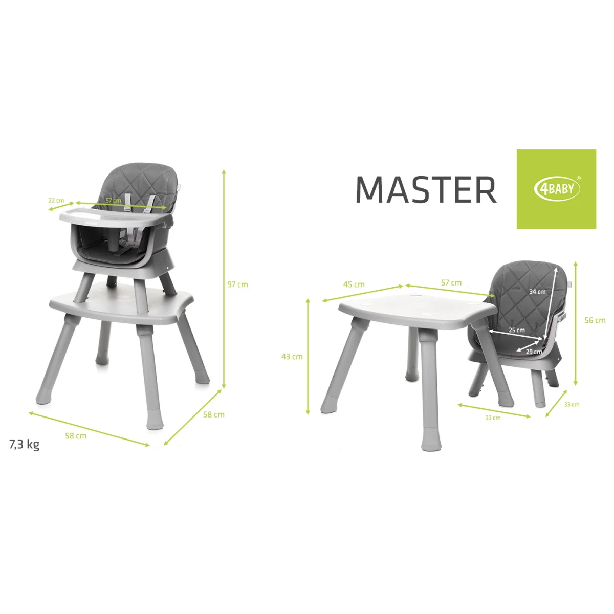4Baby Master XXIII Grey 6-in-1 Kinderstoel 17 4Baby Master XXIII Grey 6-in-1 Kinderstoel - Afbeelding 15