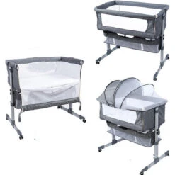 Eco Baby Donkergrijs Wieg Aan Bed FB5001 -Goedkope Babywinkel eco baby donkergrijs wieg aan bed fb5001 3 1