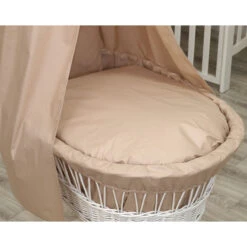 MamaLoes Pure Beige Deluxe Wit Baby Wiegje 84482 -Goedkope Babywinkel mamaloes amy beige bekleding voor deluxe wieg 84482 3
