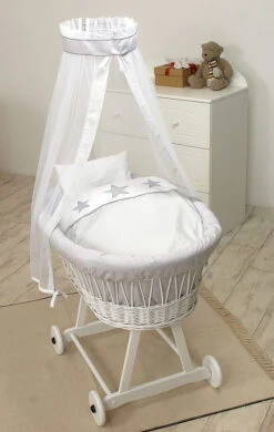 MamaLoes Grey Star De Luxe Wit Baby Wiegje 66759