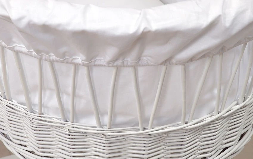 MamaLoes Rotan Wit Baby Wiegje 66755 5 MamaLoes Rotan Wit Baby Wiegje 66755 - Afbeelding 3