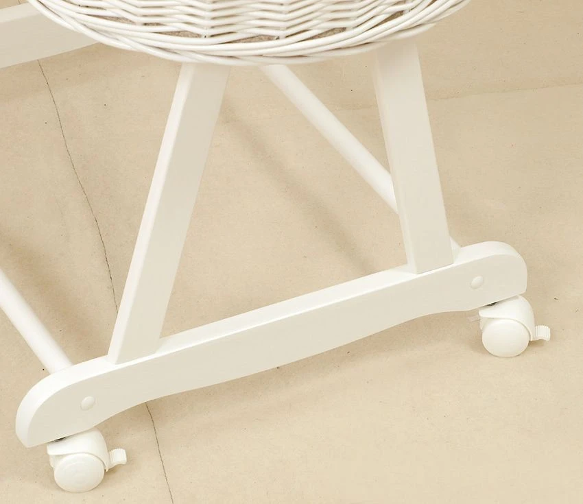 MamaLoes Rotan Wit Baby Wiegje 66755 4 MamaLoes Rotan Wit Baby Wiegje 66755 - Afbeelding 2