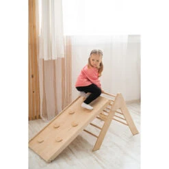 Luna Toys Naturel Houten Klimrek Met Glijbaan LU-36950 -Goedkope Babywinkel natural 3